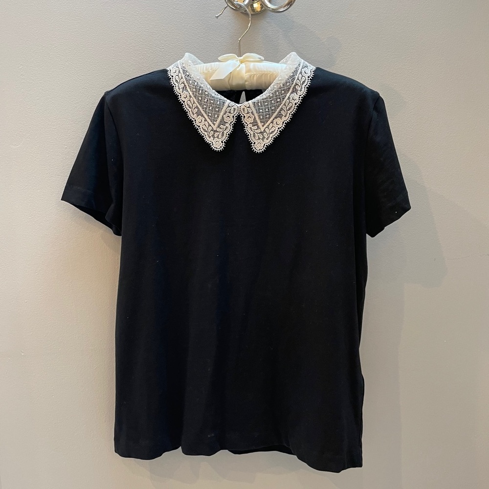 Sandro t shirt with lace collar